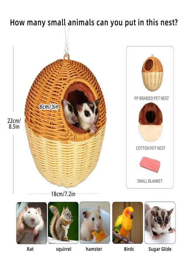 HardcorePet Sugar Glider Hammock, Acorn Shaped Bird Bed with Supporting Cotton nest, Universal in All Seasons, Suitable for Rats, Chipmunks, Squirrels and Parrots. - Image 2